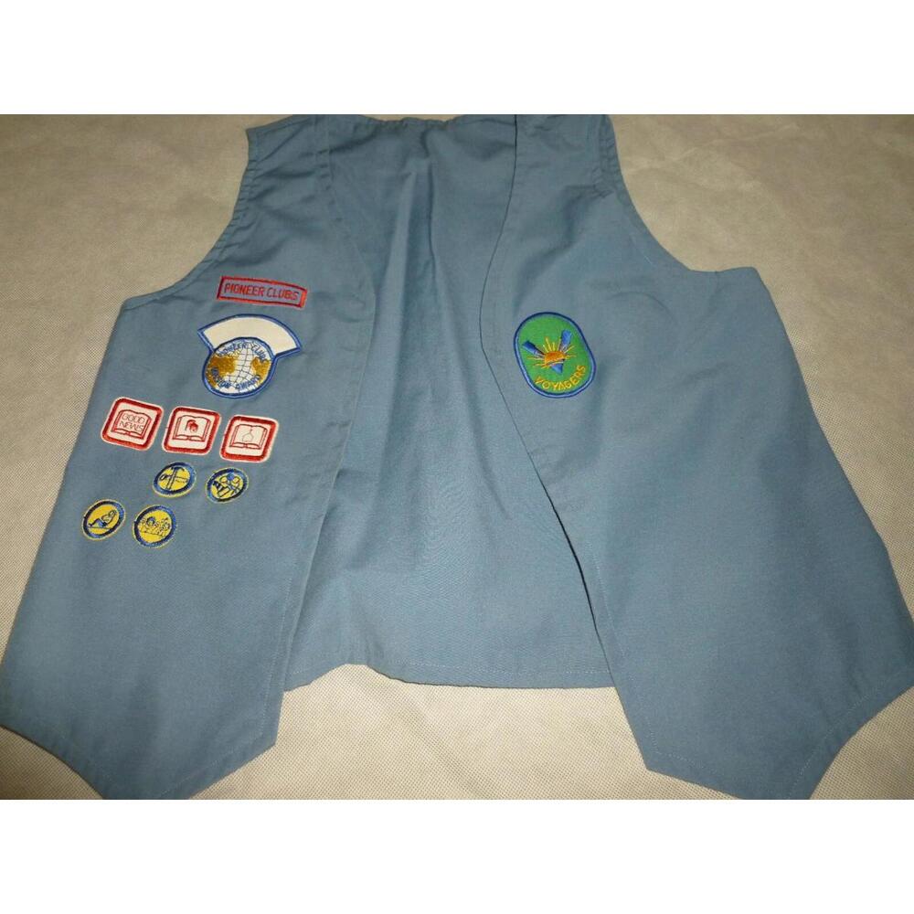 Vintage Pioneer Clubs Vest Patches Voyagers Mission‎ Award Good News L/XL - Picture 3 of 5